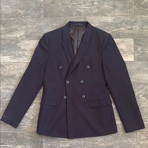Topman Double Breasted Navy Blazer